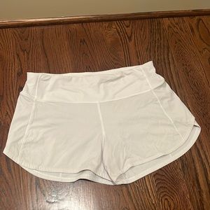 Lululemon white lined running shorts